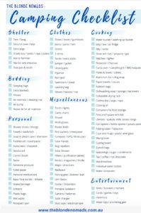 camping checklist printable