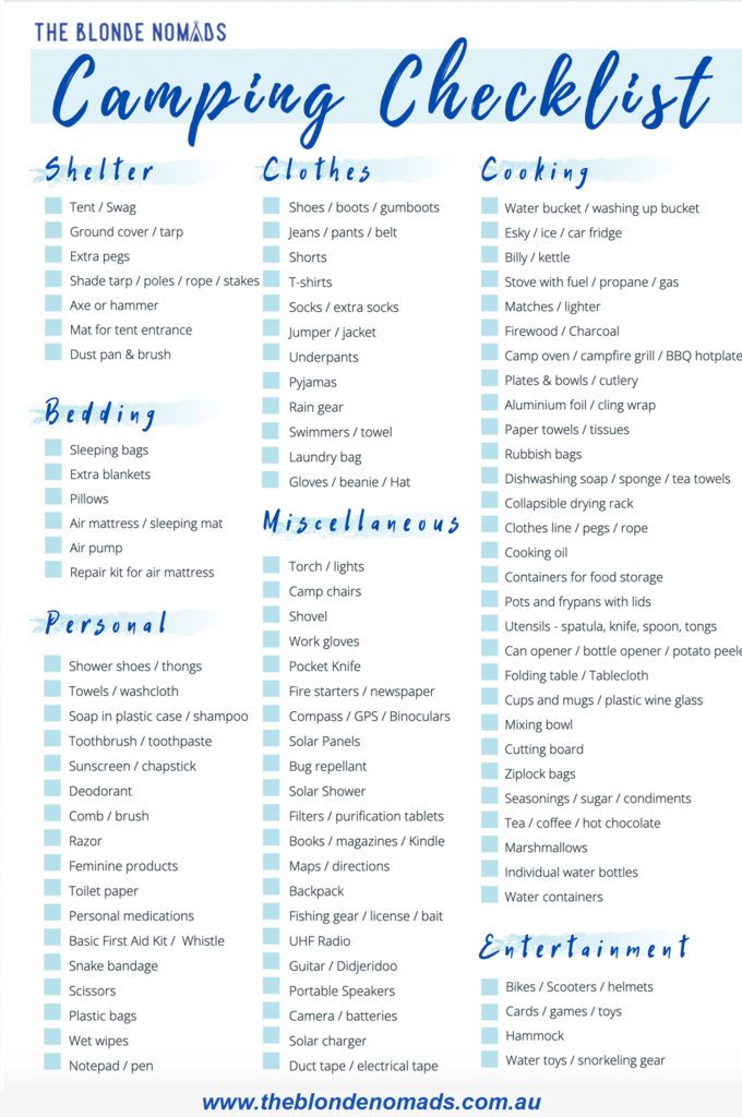 FREE Camping Checklist - The Blonde Nomads