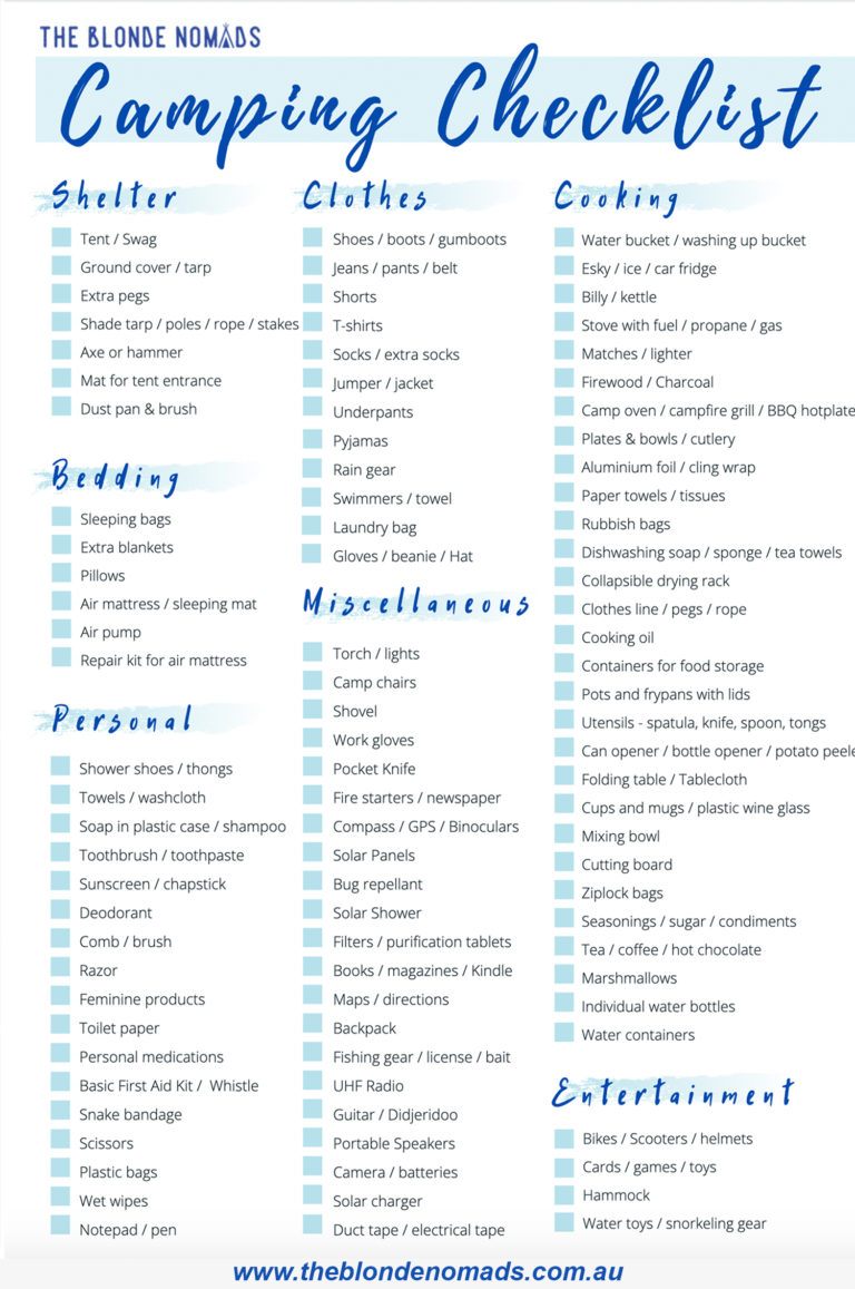 FREE Camping Checklist - The Blonde Nomads